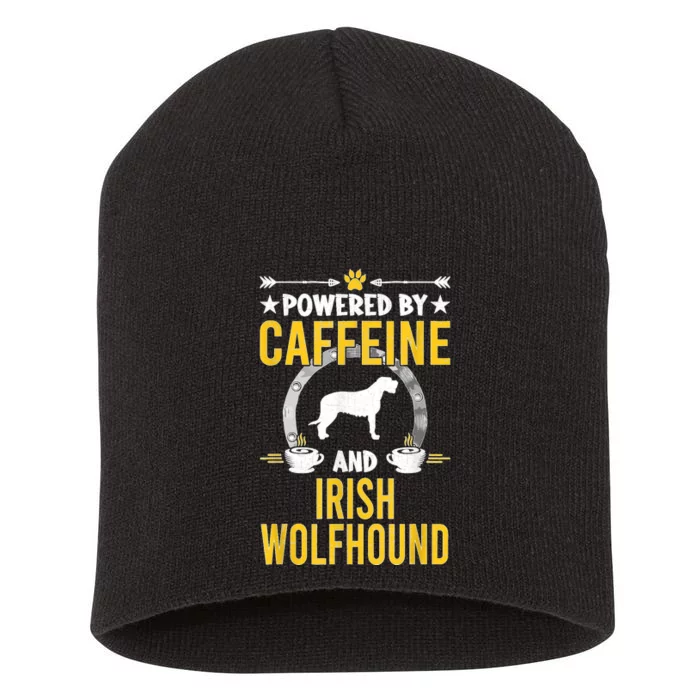 Powered By Caffeine And Irish Wolfhound Dog Lovers Short Acrylic Beanie