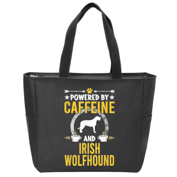 Powered By Caffeine And Irish Wolfhound Dog Lovers Zip Tote Bag