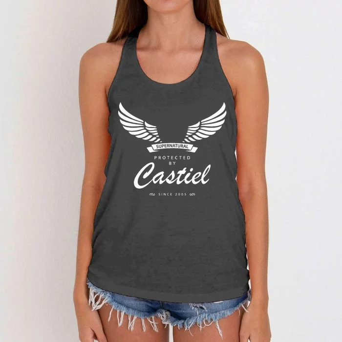 Protected By Castiel Supernatural Women's Knotted Racerback Tank