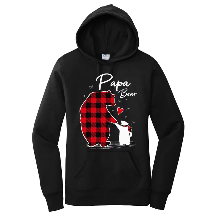 Papa Bear Christmas Pajama Red Buffalo Plaid Women's Pullover Hoodie