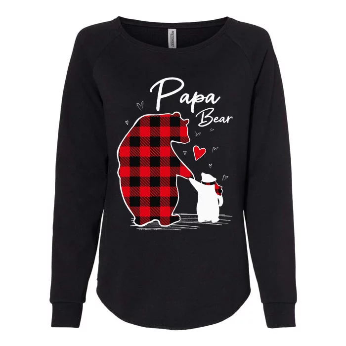 Papa Bear Christmas Pajama Red Buffalo Plaid Womens California Wash Sweatshirt