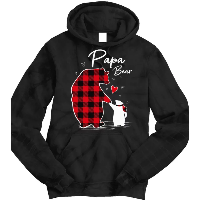 Papa Bear Christmas Pajama Red Buffalo Plaid Tie Dye Hoodie