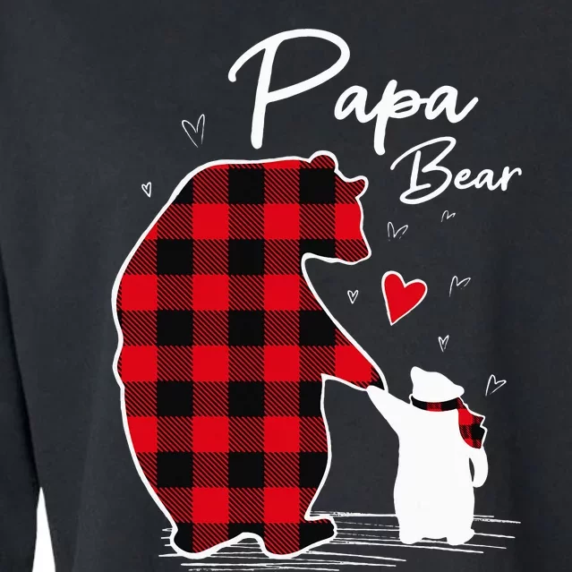 Papa Bear Christmas Pajama Red Buffalo Plaid Cropped Pullover Crew