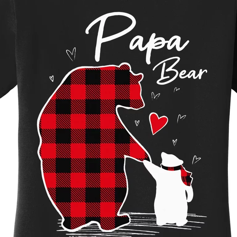 Papa Bear Christmas Pajama Red Buffalo Plaid Women's T-Shirt