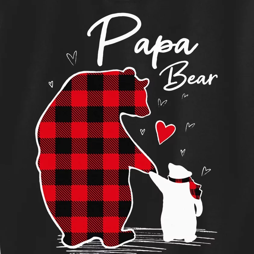 Papa Bear Christmas Pajama Red Buffalo Plaid Kids Sweatshirt