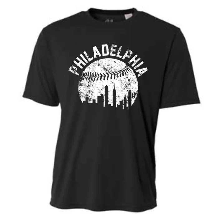 Philadelphia Baseball City Skyline Vintage Cooling Performance Crew T-Shirt