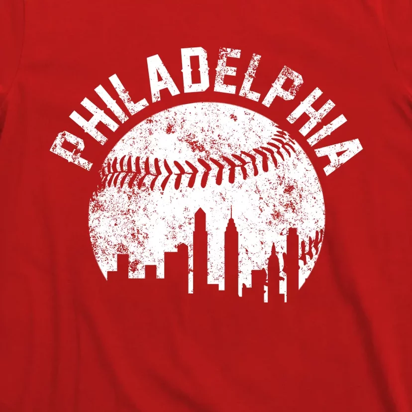 Philadelphia Baseball City Skyline Vintage T-Shirt