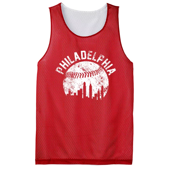 Philadelphia Baseball City Skyline Vintage Mesh Reversible Basketball Jersey Tank