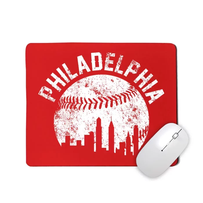 Philadelphia Baseball City Skyline Vintage Mousepad