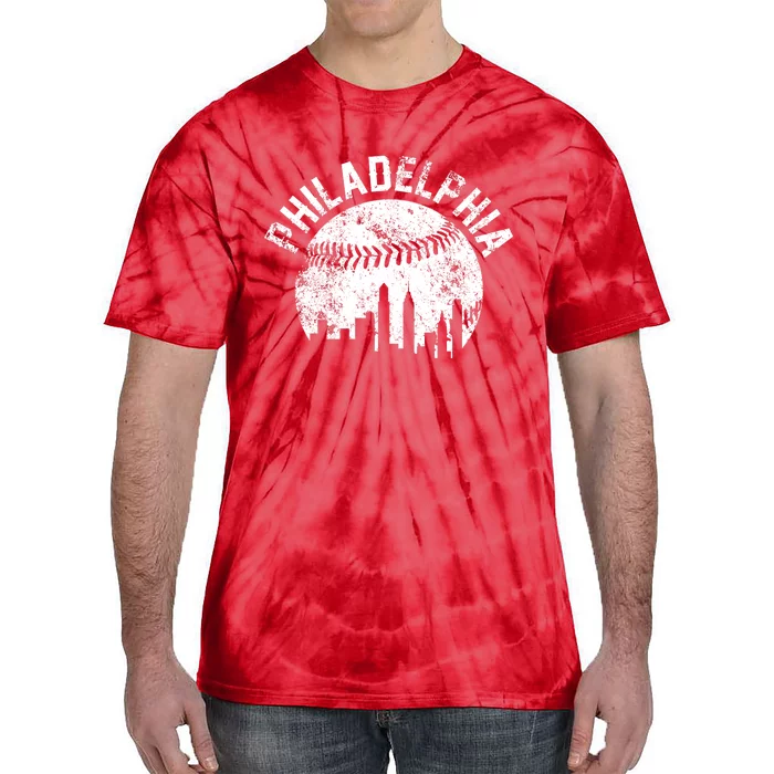 Philadelphia Baseball City Skyline Vintage Tie-Dye T-Shirt