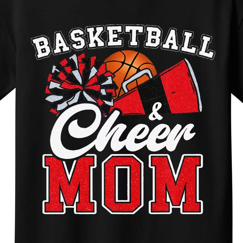 Proud Basketball & Cheer Mom Cheerleader Mom Mama Red Kids T-Shirt