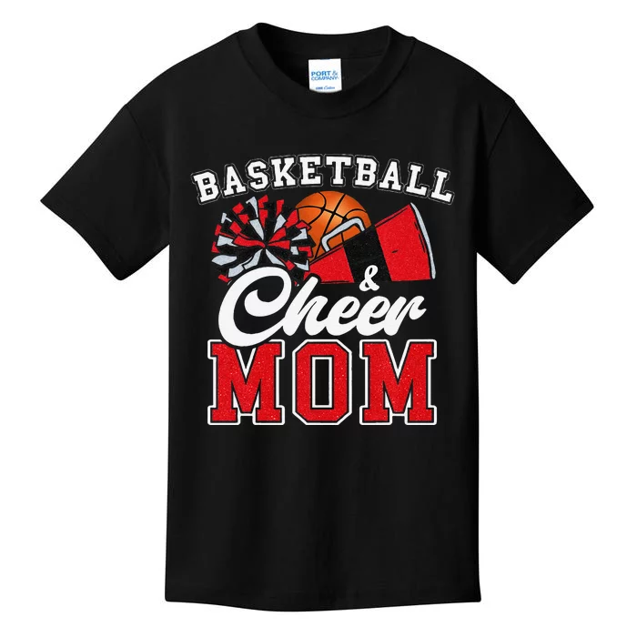 Proud Basketball & Cheer Mom Cheerleader Mom Mama Red Kids T-Shirt