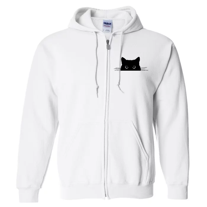 Pocket Black Cat Lover Adult Gift Full Zip Hoodie