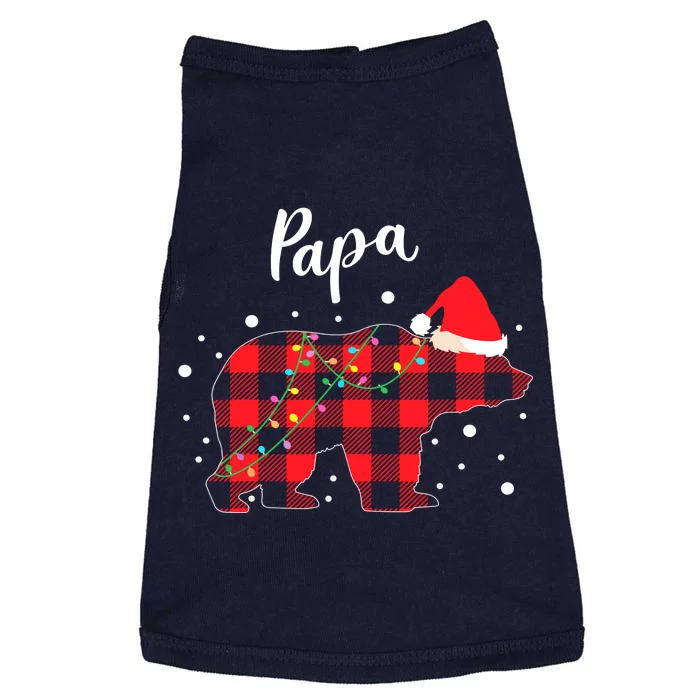 Papa Bear Christmas Pajama Red Plaid Buffalo Matching Family Doggie Tank