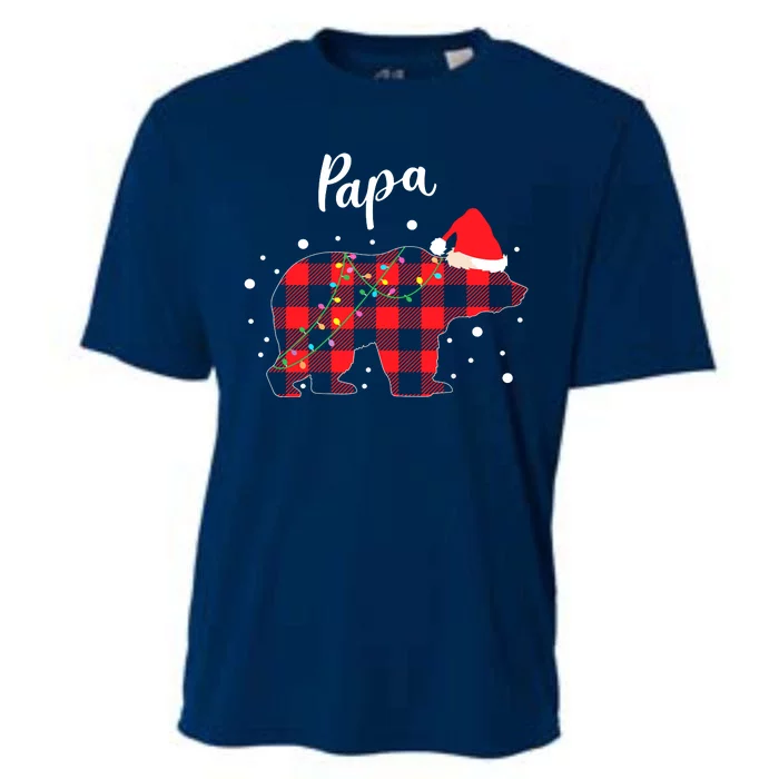 Papa Bear Christmas Pajama Red Plaid Buffalo Matching Family Cooling Performance Crew T-Shirt