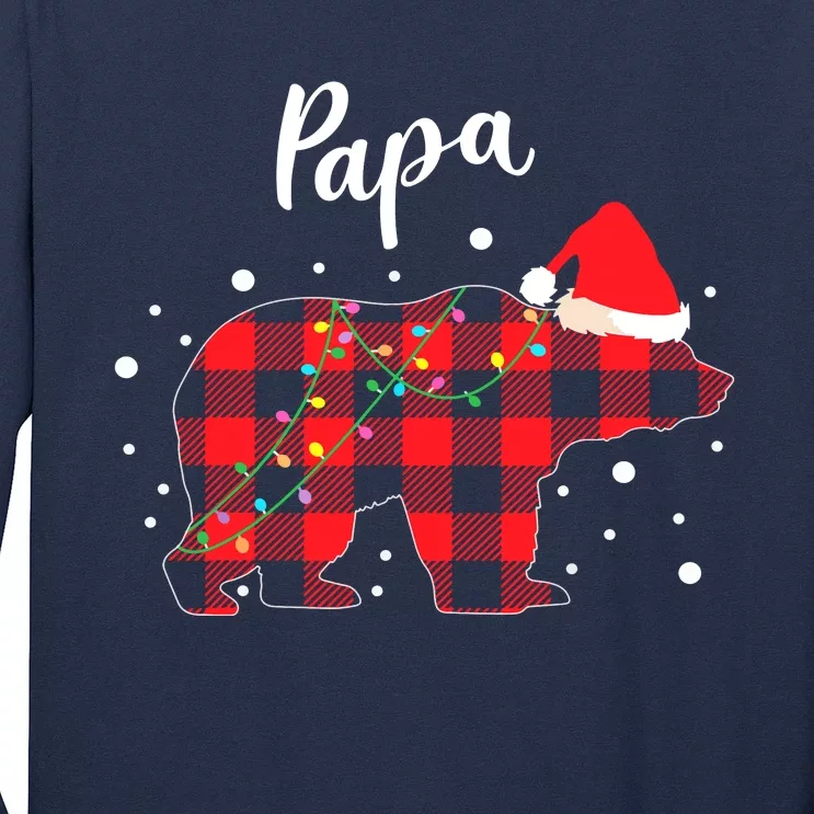 Papa Bear Christmas Pajama Red Plaid Buffalo Matching Family Long Sleeve Shirt