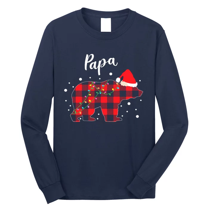 Papa Bear Christmas Pajama Red Plaid Buffalo Matching Family Long Sleeve Shirt