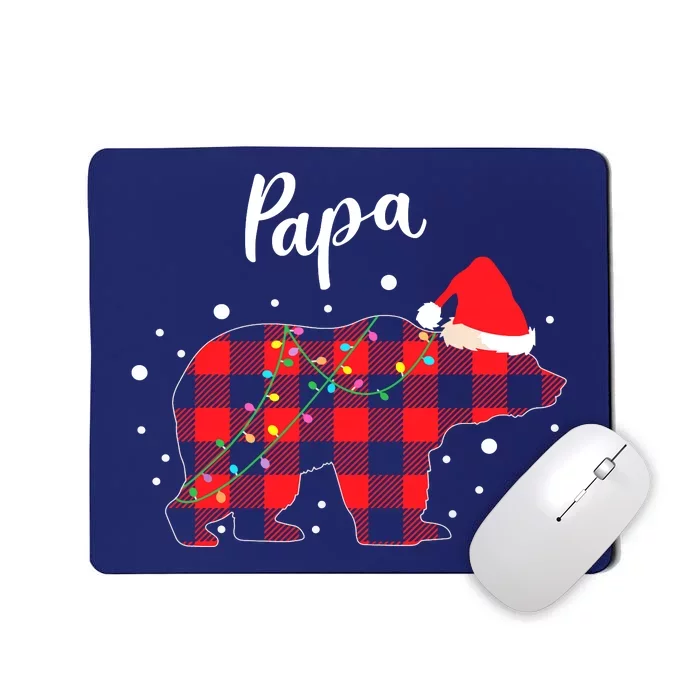 Papa Bear Christmas Pajama Red Plaid Buffalo Matching Family Mousepad