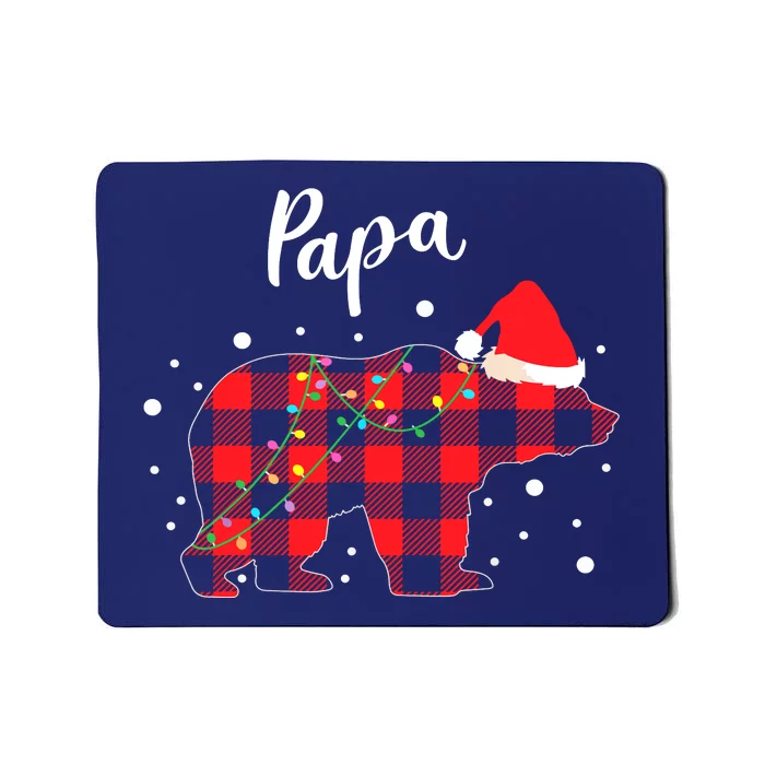 Papa Bear Christmas Pajama Red Plaid Buffalo Matching Family Mousepad