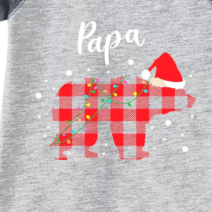 Papa Bear Christmas Pajama Red Plaid Buffalo Matching Family Infant Baby Jersey Bodysuit