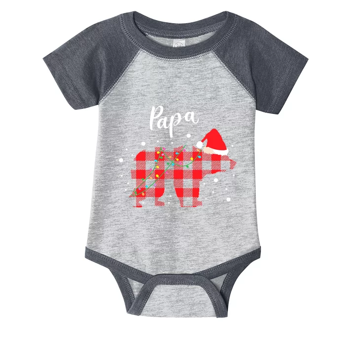 Papa Bear Christmas Pajama Red Plaid Buffalo Matching Family Infant Baby Jersey Bodysuit