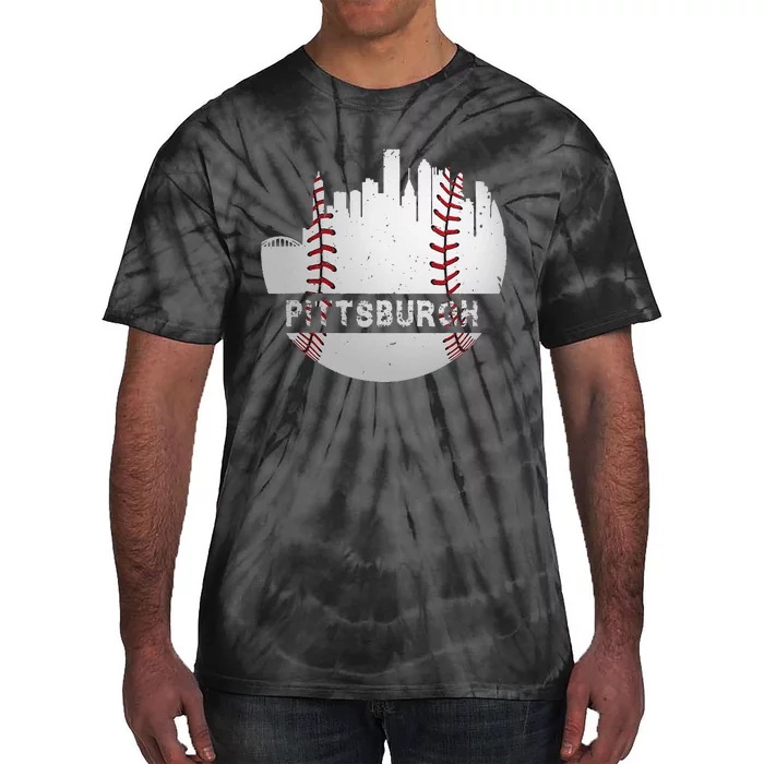 Pittsburgh Baseball Cityscape Distressed Novelty Pirate Gift Tie-Dye T-Shirt