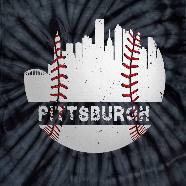 Pittsburgh Baseball Cityscape Distressed Novelty Pirate Gift Tie-Dye T-Shirt