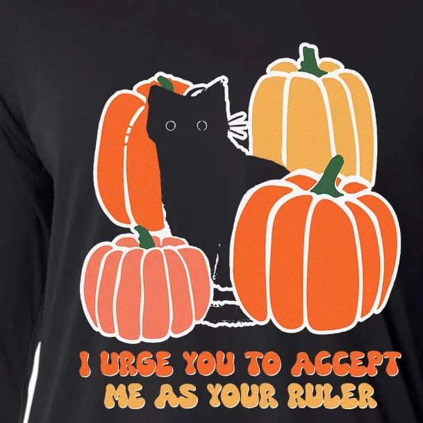 Pumpkin Black Cat I Urge You To Accept Me As Your Ruler Cooling Performance Long Sleeve Crew