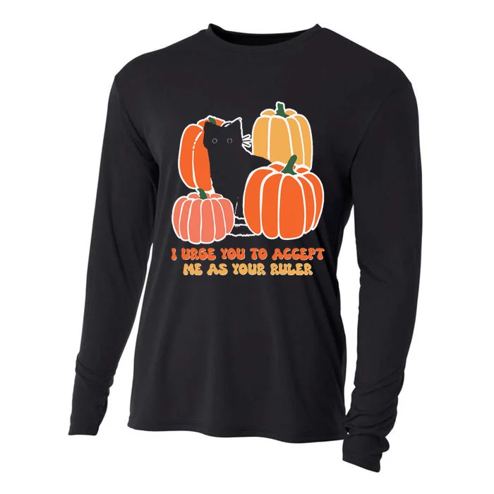 Pumpkin Black Cat I Urge You To Accept Me As Your Ruler Cooling Performance Long Sleeve Crew