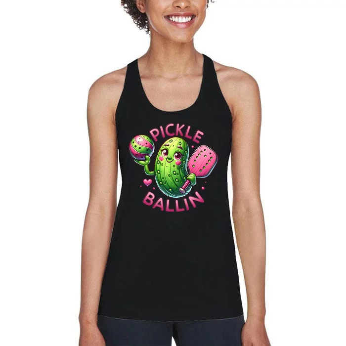 Pickle Ballin Cute Pickleball Women Pickleball Lovers Women's Racerback Tank