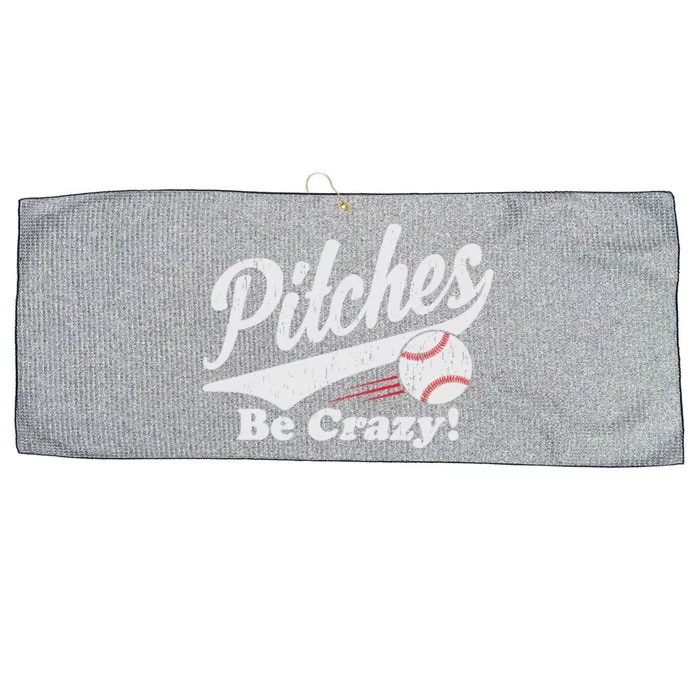 PITCHES BE CRAZY FUNNY BASEBALL MEME Large Microfiber Waffle Golf Towel