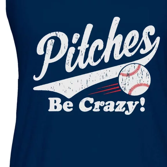 PITCHES BE CRAZY FUNNY BASEBALL MEME Ladies Essential Flowy Tank