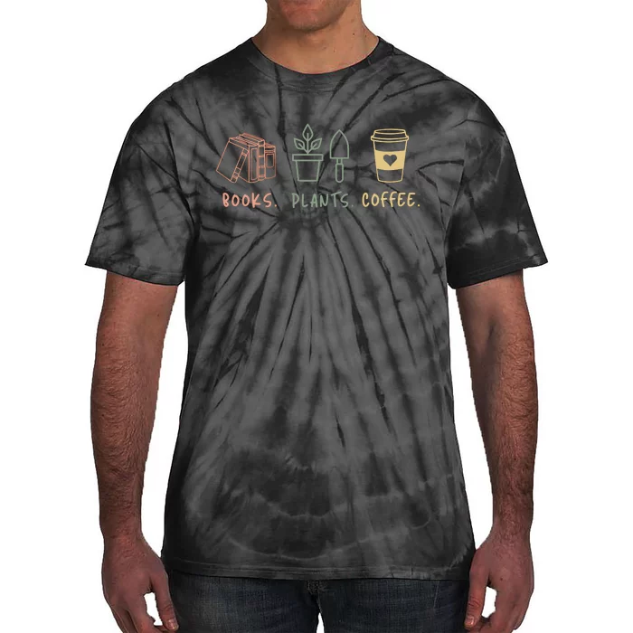 Plants Books Coffee Lover Tie-Dye T-Shirt