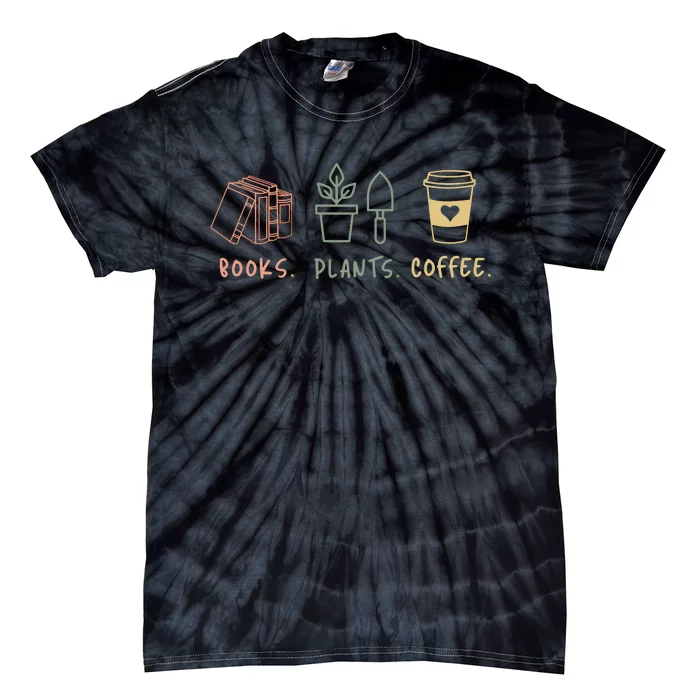 Plants Books Coffee Lover Tie-Dye T-Shirt