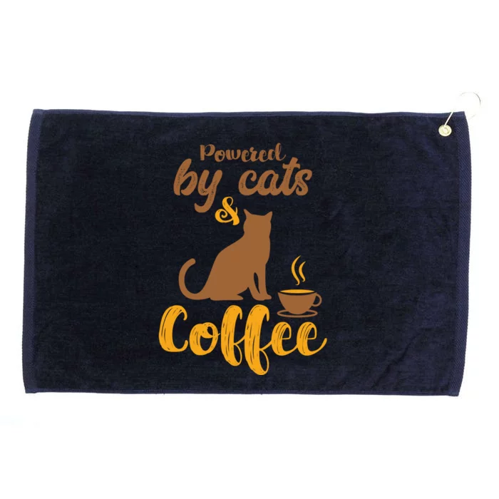 Powered By Cats And Coffee Grommeted Golf Towel