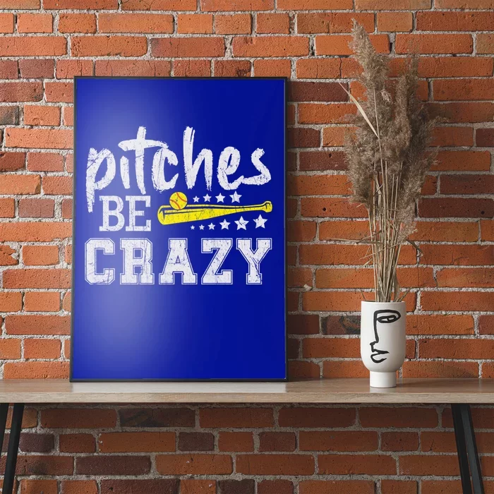 Pitches Be Crazy Funny Softball Pitcher Fast Slow Pitch Cool Gift Poster