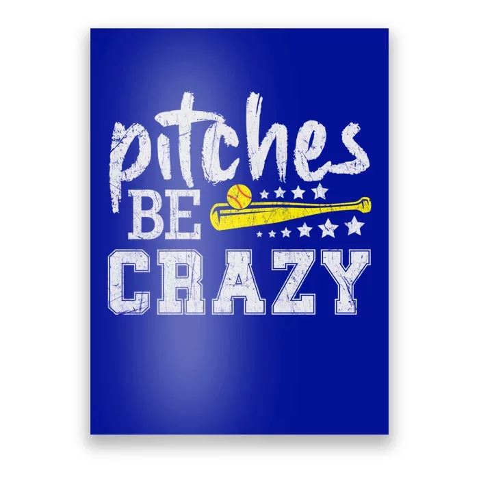 Pitches Be Crazy Funny Softball Pitcher Fast Slow Pitch Cool Gift Poster