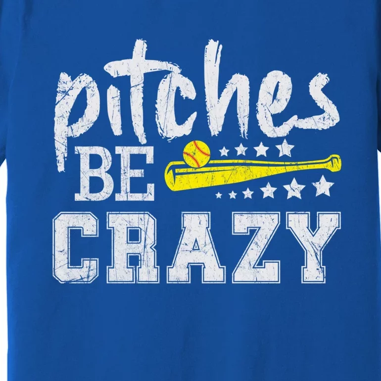 Pitches Be Crazy Funny Softball Pitcher Fast Slow Pitch Cool Gift Premium T-Shirt