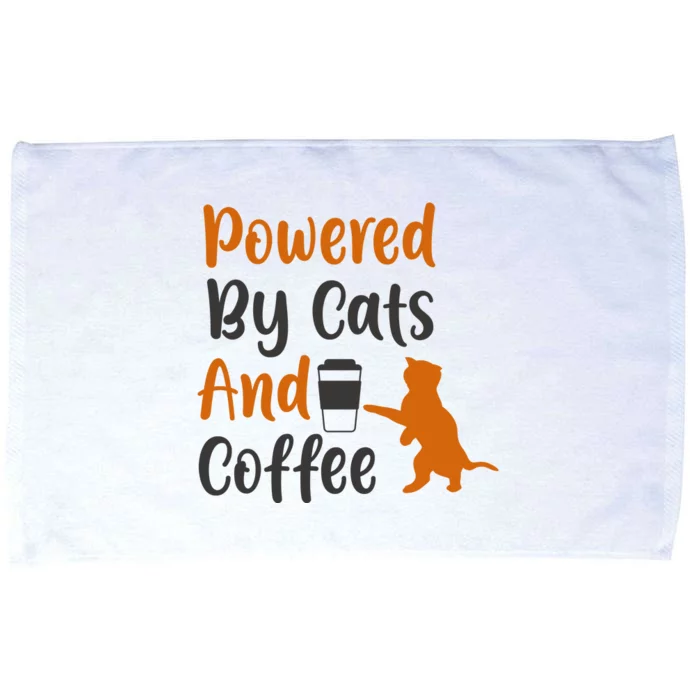 Powered By Cats And Coffee Microfiber Hand Towel