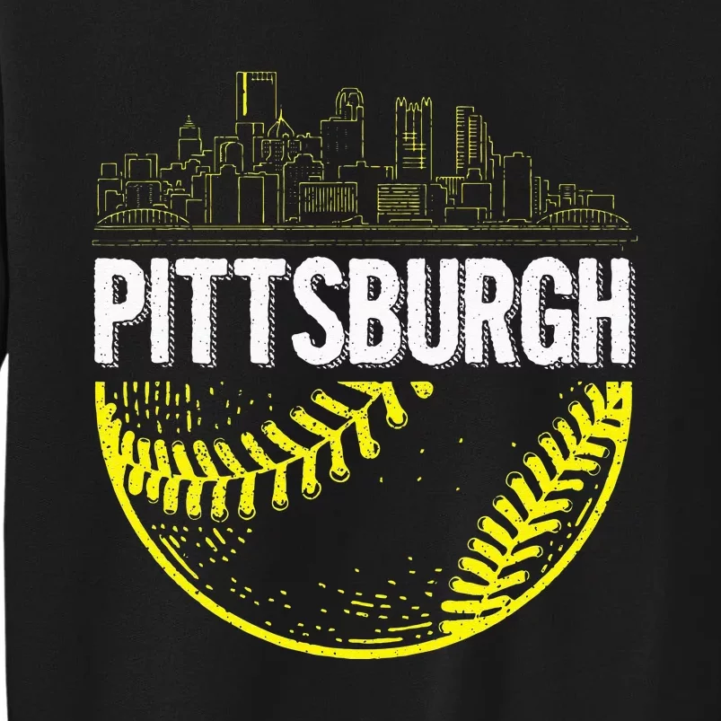 Pittsburgh Baseball Cityscape Distressed Tall Sweatshirt