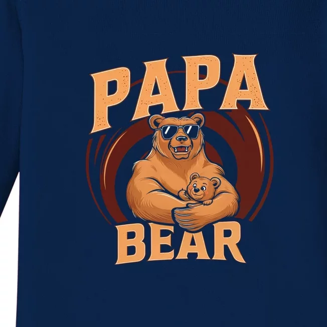 Papa Bear Cute Bears Family Father Dad Daddy Papa Bear Great Gift Baby Long Sleeve Bodysuit