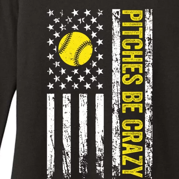 Pitches Be Crazy Softball Player Funny Softball Pitcher Funny Gift Womens CVC Long Sleeve Shirt