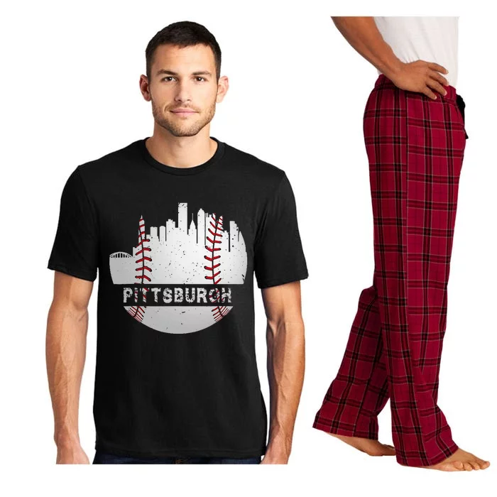 Pittsburgh Baseball Cityscape Distressed Novelty Pirate Gift Pajama Set