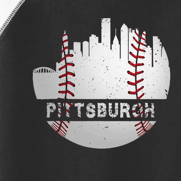 Pittsburgh Baseball Cityscape Distressed Novelty Pirate Gift Toddler Fine Jersey T-Shirt