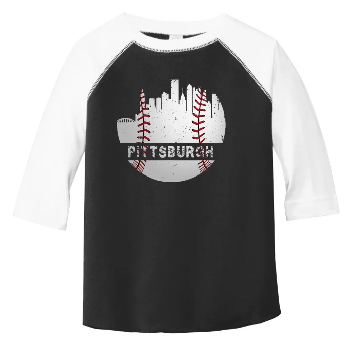 Pittsburgh Baseball Cityscape Distressed Novelty Pirate Gift Toddler Fine Jersey T-Shirt