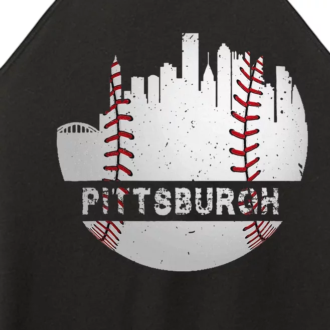 Pittsburgh Baseball Cityscape Distressed Novelty Pirate Gift Women’s Perfect Tri Rocker Tank