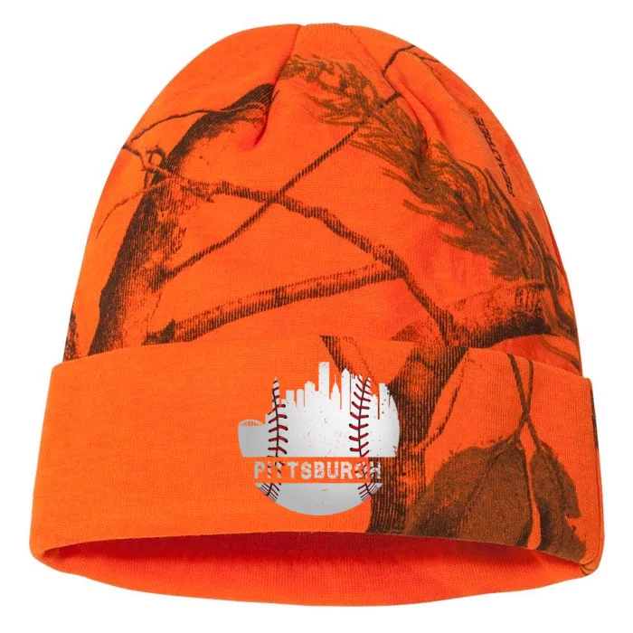 Pittsburgh Baseball Cityscape Distressed Novelty Pirate Gift Kati - 12in Camo Beanie