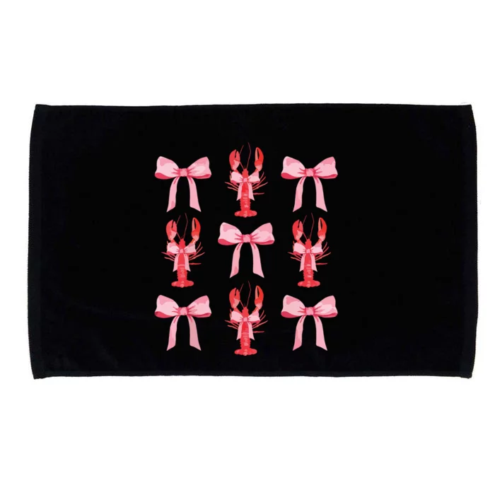 Pink Bow Cute Coquette Crawfish Clean Girl Aesthetic Microfiber Hand Towel