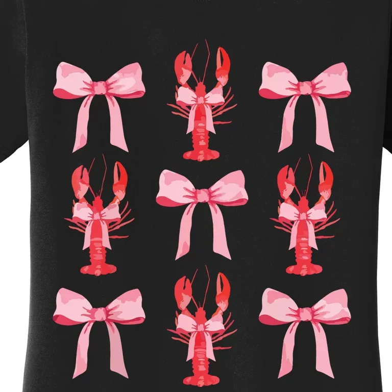 Pink Bow Cute Coquette Crawfish Clean Girl Aesthetic Women's T-Shirt