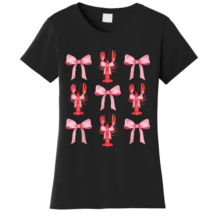 Pink Bow Cute Coquette Crawfish Clean Girl Aesthetic Women's T-Shirt